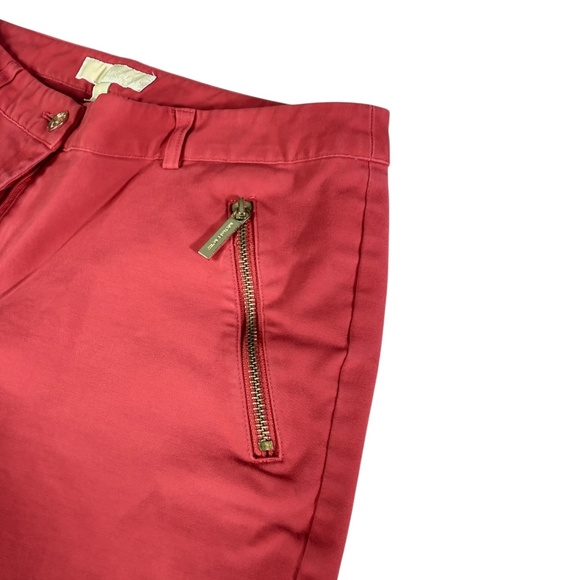 Michael Kors Pants Womens 6 Red Stretch Gold Zipper Pockets Skinny Leg - Picture 3 of 13